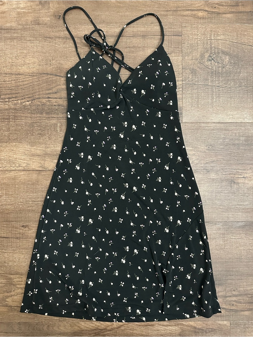 Lovely Day Black Mini Dress with White Floral Print